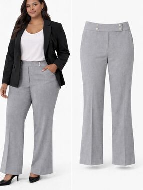 Calvin Klein Whitney Pant 16W Gray Wide Leg Career Trouser NWT Women